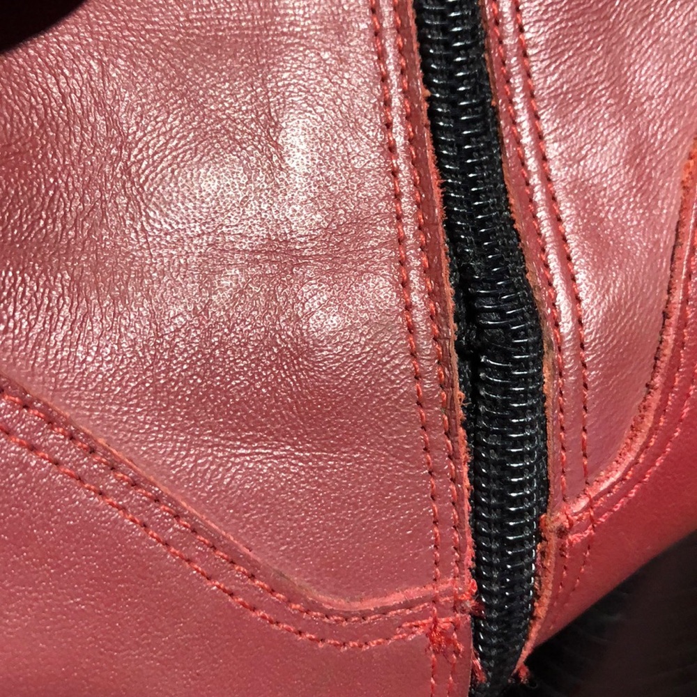 Red PETA approved vegan leather Boots - Picture 6 of 7